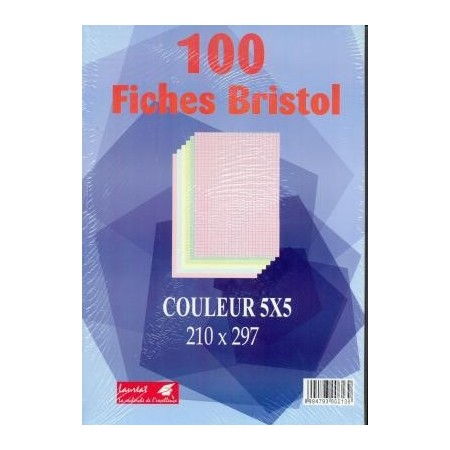 FICHE BRISTROL A4 COULEUR 210X297 LAUREAT