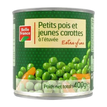 PETITS POIS CAROTTES EXTRA FINS 400g - BELLE FRANCE