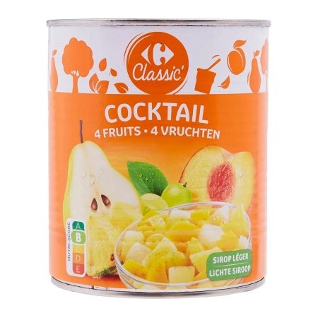 COCKTAIL 4 FRUITS AU SIROP LEGER 825G CARREFOUR